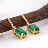Eira 14K Solid Gold Emerald Ring with Natural Diamonds Accents | Emerald cut , 7x5mm