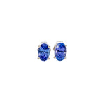 14K rose gold tanzanite oval stud earrings