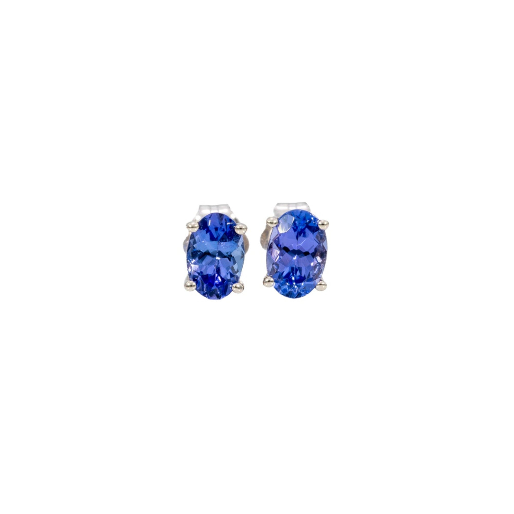 14K rose gold tanzanite oval stud earrings