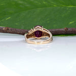 14K yellow gold Madagascar ruby estate ring with diamonds