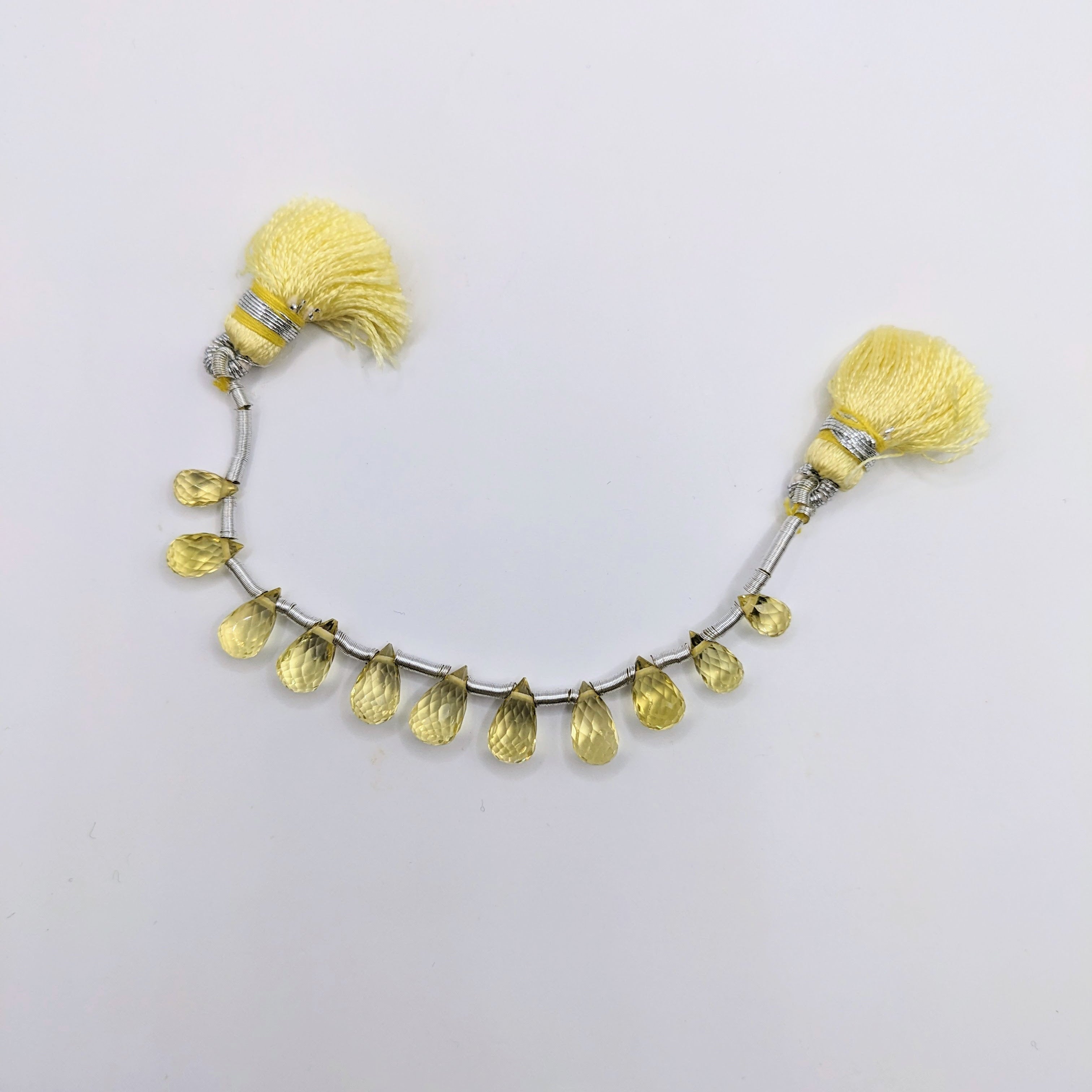 Lemon Quartz | Drilled Matching Pair | Teardrop Shape - Side Drilled | Beautiful Faceted Gem | 7x4mm