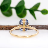 Vini 14k Solid Yellow Gold Cornflower Blue Sapphire and Diamond Ring | 9x7mm , EM