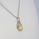14K white gold ethiopian opal pendant