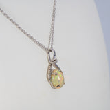 14K white gold ethiopian opal pendant