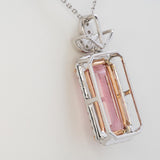 4.4Ct Natural Pink Tourmaline Pendant with Earth Mined Diamond Accents: Solid 14K Gold - Elegant Designer Gemstone Pendant, Fine Jewelry