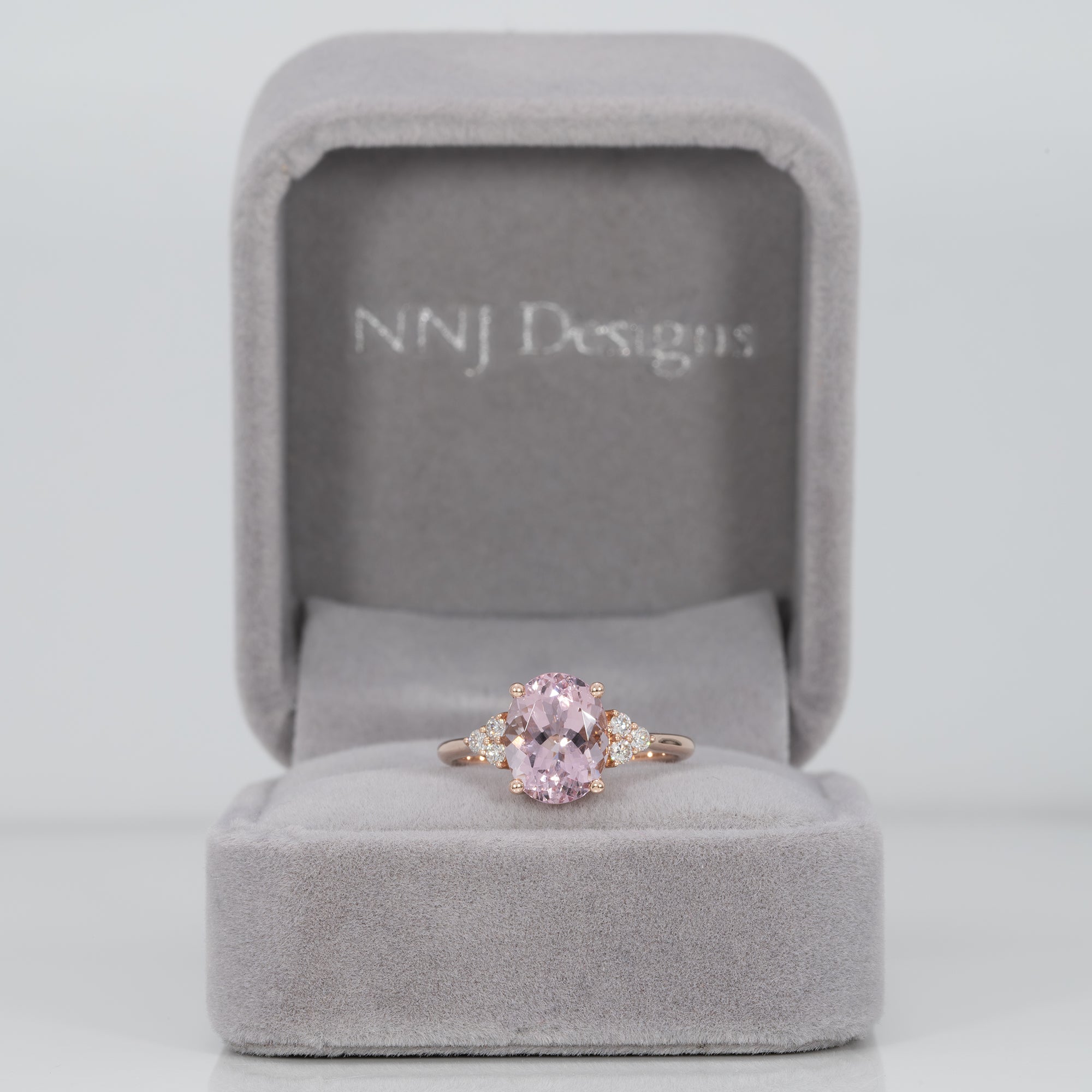 14K rose gold Cor de Rosa morganite ring with diamond accents