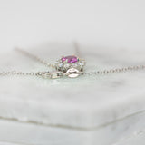 Eloise Solid 14K Gold Pink Sapphire Pendant Attached Chain with Natural Diamonds