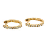 14K Yellow Gold Natural Diamond Huggies | Latch Back Closure
