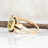 1Ct Natural Peridot Ring 7x5mm Emerald Cut – Solid 14K Gold with Natural Diamond Accents, August Birthstone Ring