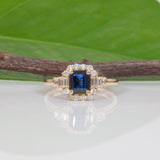 14K yellow gold Ceylon blue sapphire ring with diamond accents