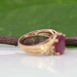 14K yellow gold Madagascar ruby estate ring with diamonds