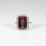 14K yellow gold bi-color tourmaline ring