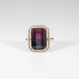 14K yellow gold bi-color tourmaline ring