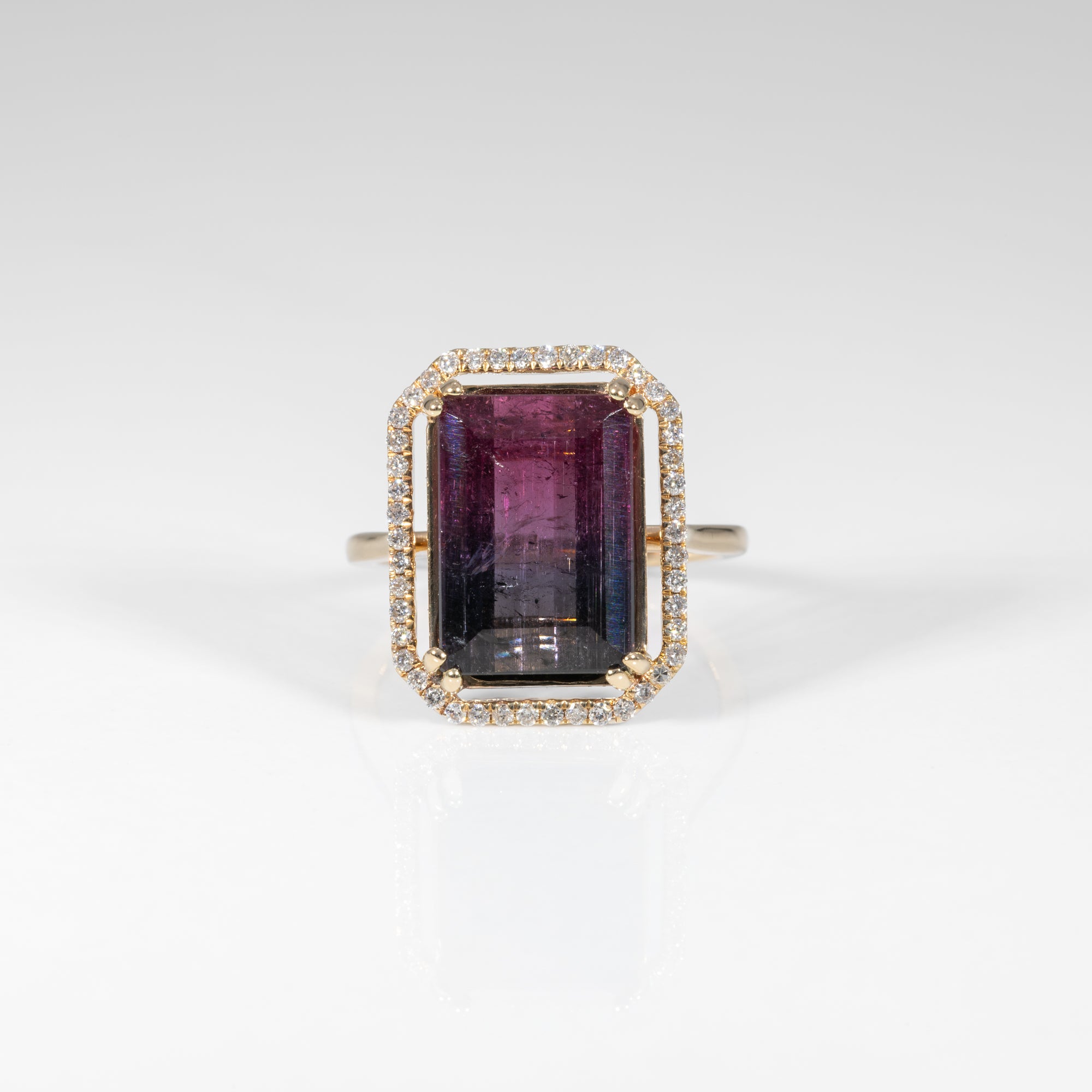 14K yellow gold bi-color tourmaline ring