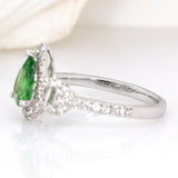 Ivy 14K White Gold Tsavorite Garnet and Natural Diamonds Ring | PE 8x6mm