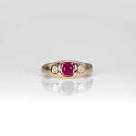 14K yellow gold Burma ruby ring with diamond accents