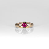 14K yellow gold Burma ruby ring with diamond accents