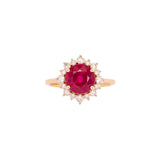 Nadira Madagascar Ruby Ring with Natural Diamonds Accents: 14k Solid Gold, Round 8mm