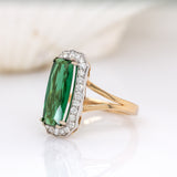 Anusha 14K Yellow and White Gold AAA Indicolite Tourmaline and Diamond Ring | CU 15.5x6mm