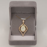 Ethiopian Opal with Earth Mined Diamond Accents in Solid 14K Gold - Pear Cut 18x13mm Fine Jewelry