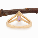 Silvia Solid 14k Gold Pink Sapphire Ring with Natural Diamonds Accents, 7x4mm