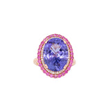 Nola 14k Dual Gold Tanzanite Ring with Natural Diamonds and Pink Sapphire Accents | 11x8mm