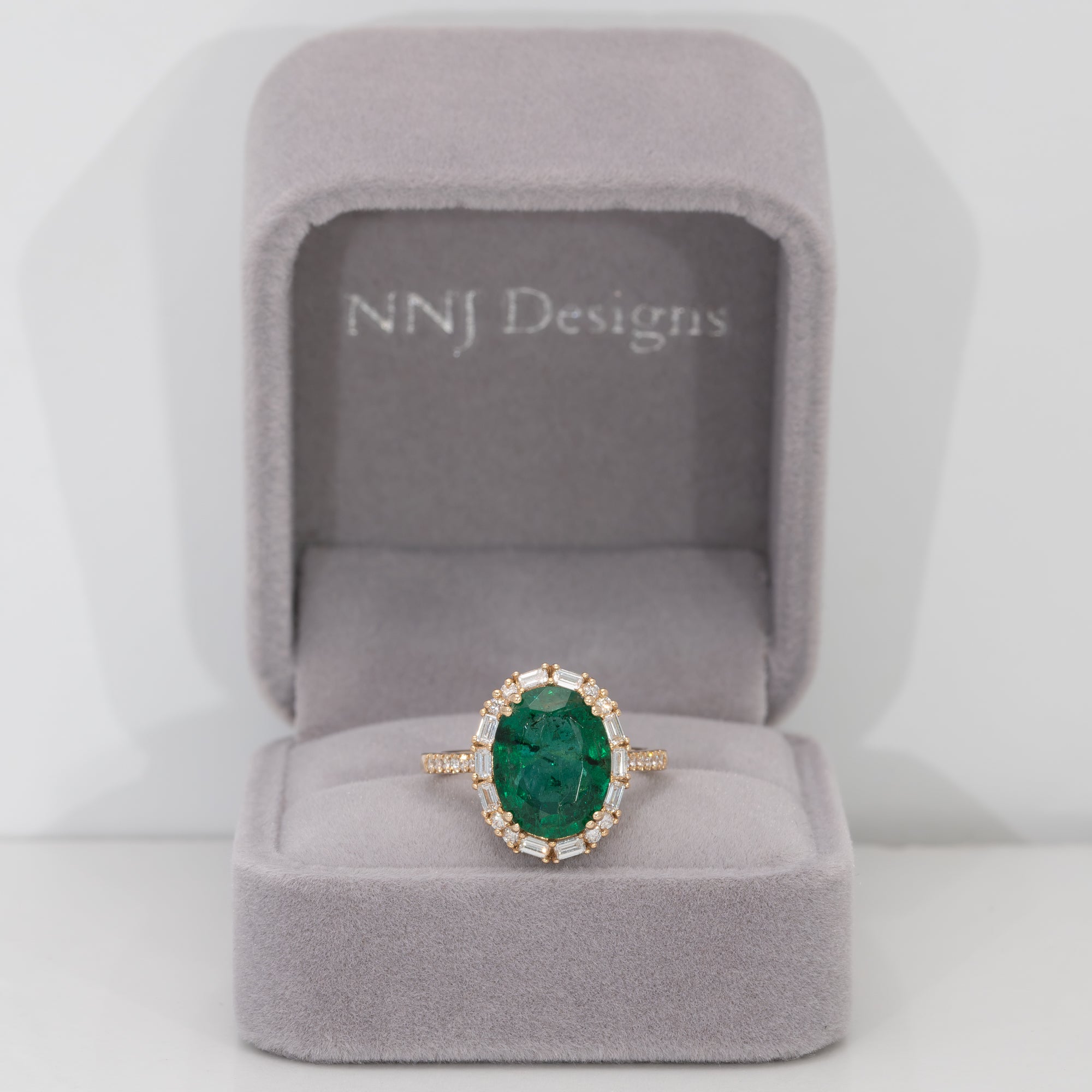 14K yellow gold emerald ring