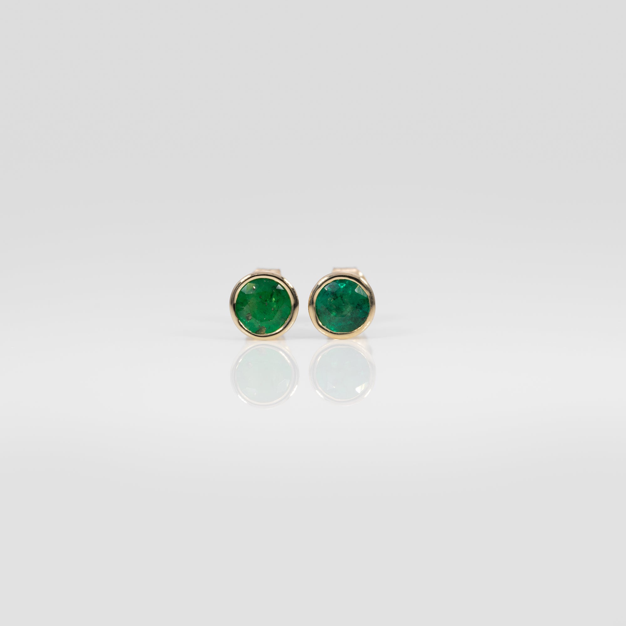 14K yellow gold zambian emerald earrings