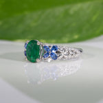 14K White Gold Zambian Emerald Ring