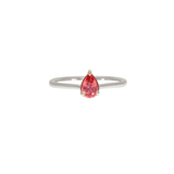 Saisha Solid 14k Gold Peach-Pink Padparadscha Sapphire Solitaire Ring, Pear-Cut