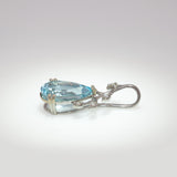 4.6ct Aquamarine Pendant with Natural Diamonds Accents: Solid 14K Gold, 15x10mm