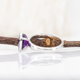 Simone 2.6Ct Amethyst Solitaire Ring with Bezel Setting: Solid 14K Gold, Oval 10x8mm