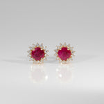 14K yellow gold burma ruby earrings