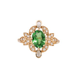 Supriya 14K Yellow Gold Tsavorite Garnet and Natural Diamonds Ring | Oval 9x7mm