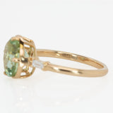 Eirlys Solid 14k Gold Green Tourmaline Ring with Natural Diamond Accents, 9x7mm
