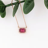 Lovely Pendant Necklace Setting W Natural Diamonds Halo in 14K Solid Gold | Customizable
