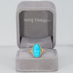 14K yellow gold sleeping beauty turquoise ring
