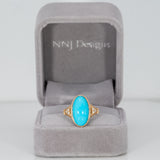 14K yellow gold sleeping beauty turquoise ring