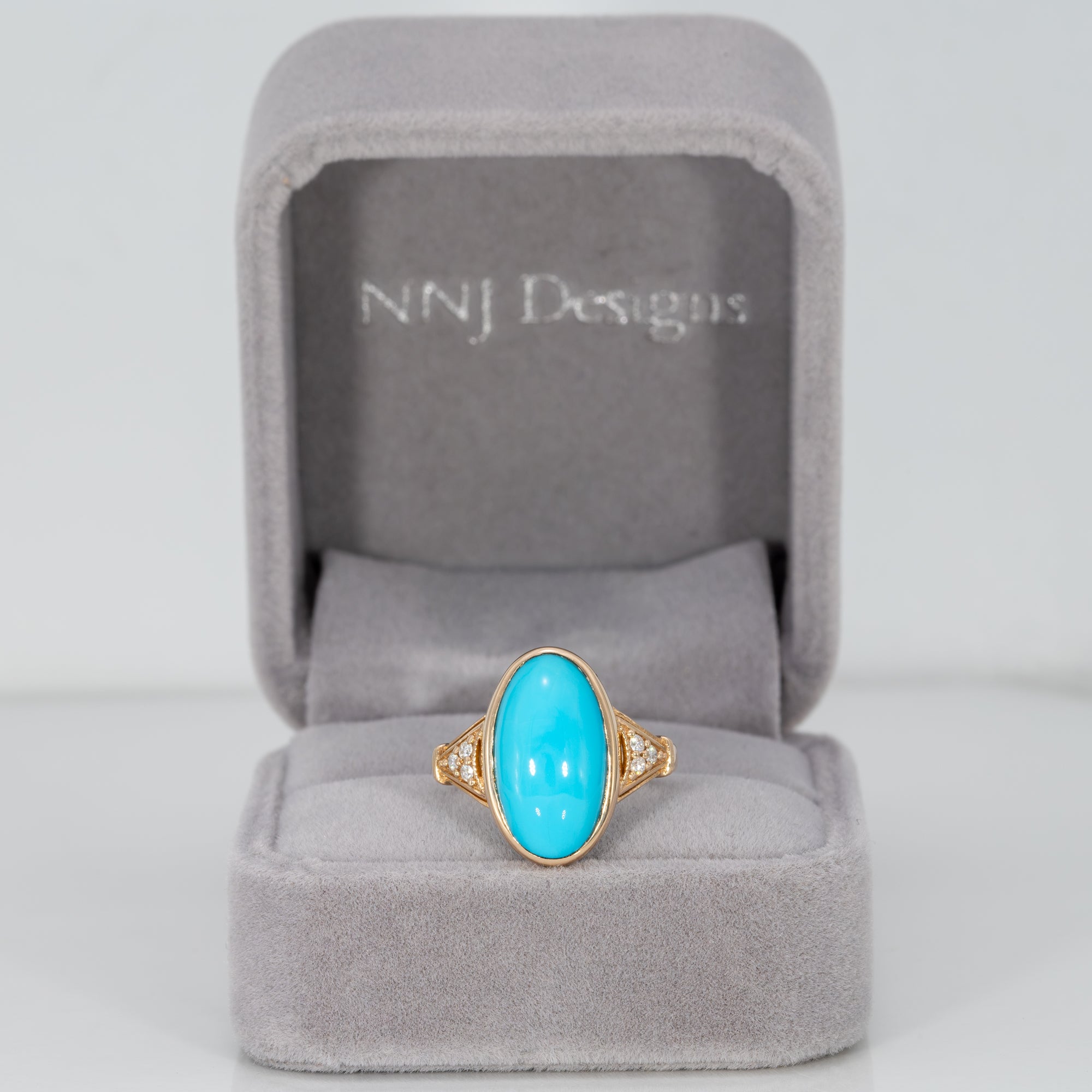 14K yellow gold sleeping beauty turquoise ring