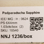 0.51 carat natural padparadscha sapphire pear 6x4mm loose gemstone – view 2
