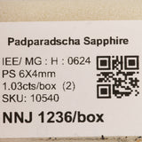 0.51 carat natural padparadscha sapphire pear 6x4mm loose gemstone – view 2