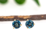 Round 5mm - 14K Solid Gold London Blue Topaz Martini Studs