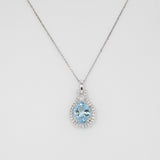 Zanai 3.5Ct Aquamarine Pendant with Earth Mined Diamond: Solid 14K Gold, Oval 11x9mm