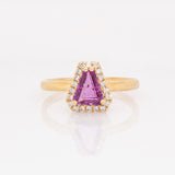 Suki 14k Solid Gold Purple Sapphire Ring with Natural Diamonds Accents | Trillion 8x7mm
