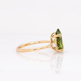 Yara 14k Solid Gold Green Tourmaline Ring with Natural Diamond Accents | 12x7.7mm