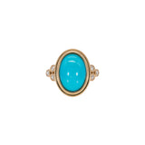 14K yellow gold turquoise cabochon ring with diamond accents