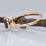 1.1ct Purple Sapphire Ring with Earth-Mined Diamonds in Solid 14K Gold, 7.5x5mm – Timeless Elegance