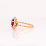 Nadira Madagascar Ruby Ring with Natural Diamonds Accents: 14k Solid Gold, Round 8mm