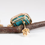 14K yellow gold sleeping beauty turquoise earrings