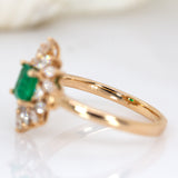 Elisa 14K Yellow Gold Colombian Emerald and Natural Diamonds Ring | AS 5mm